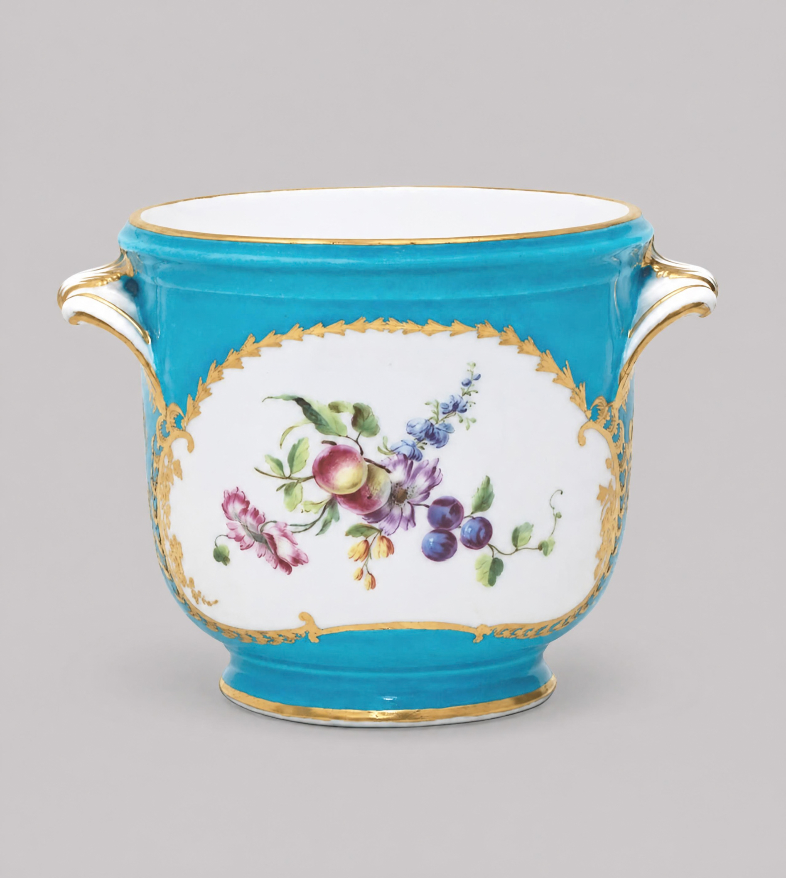 Seau à verre à fond bleu céleste issu du service Louis XV